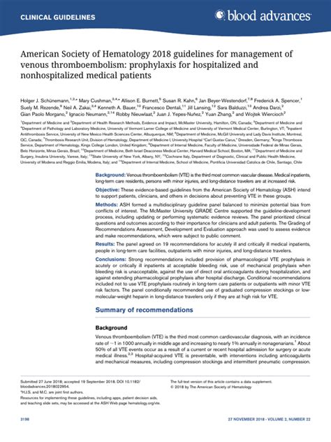 American Society of Hematology 2018 Guidelines for 